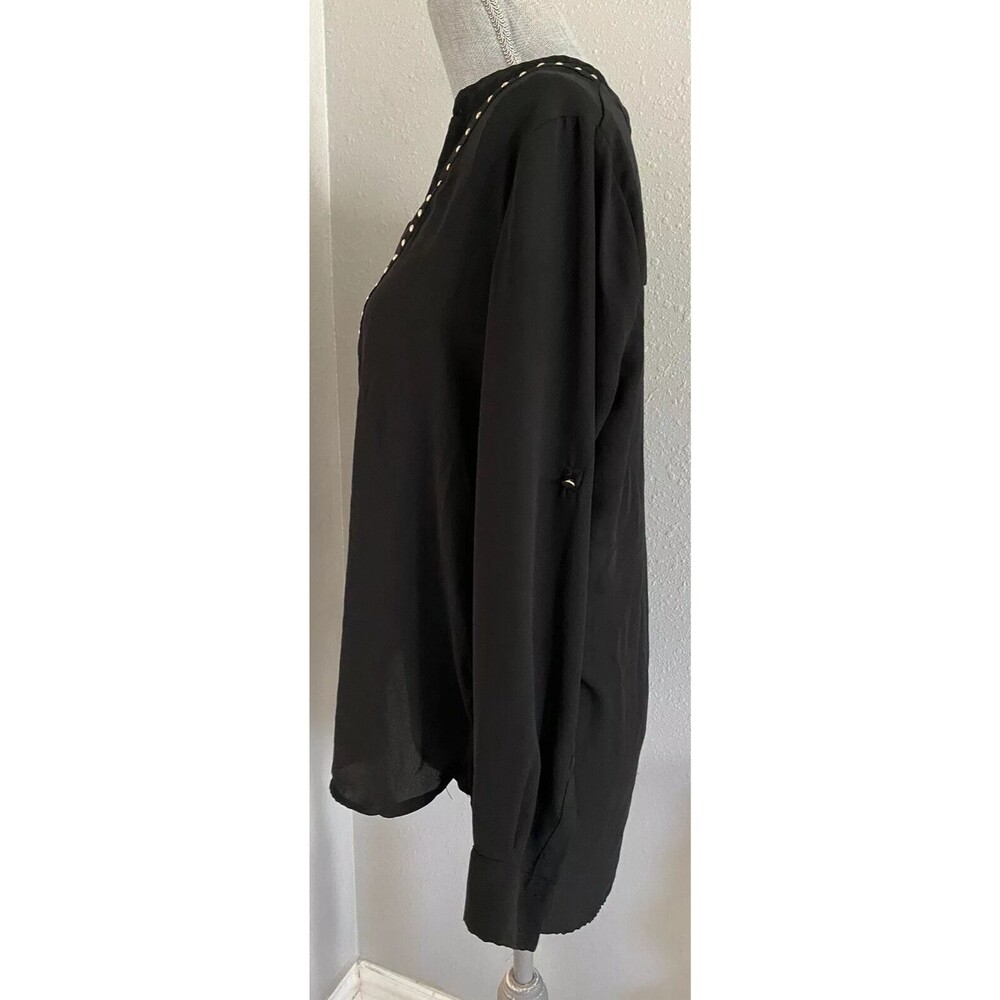 Carmen Marc Valvo Black studded Women's Long Sleeve tunic SHIRT top size s - Picture 3 of 10